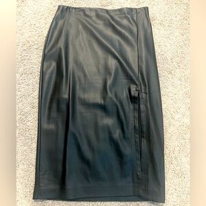 Leather midi skirt